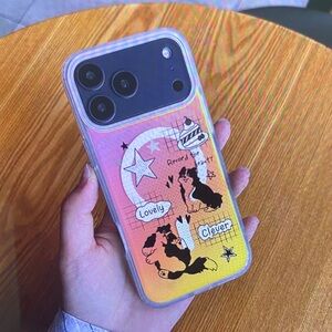 Cute Cat Design Phone Case - Pink and Black